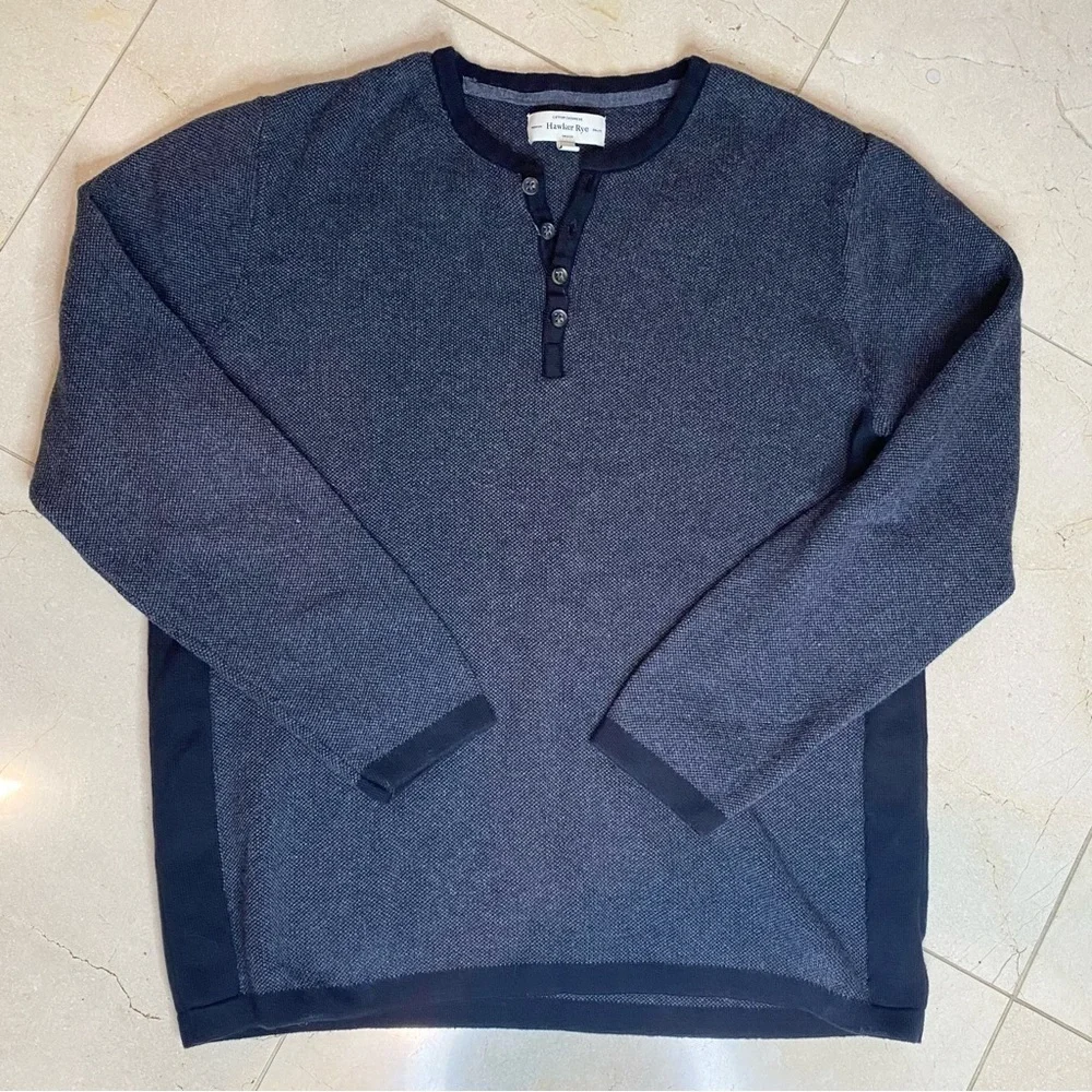 Hawker & Rye Stitxh Fix Cotton Cashmere Blend Sweater black Grey XL